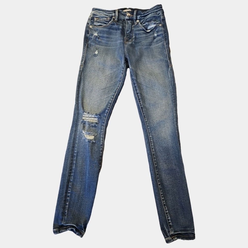 Good American Good Legs Crop Distressed Skinny Jeans Size 0 /25